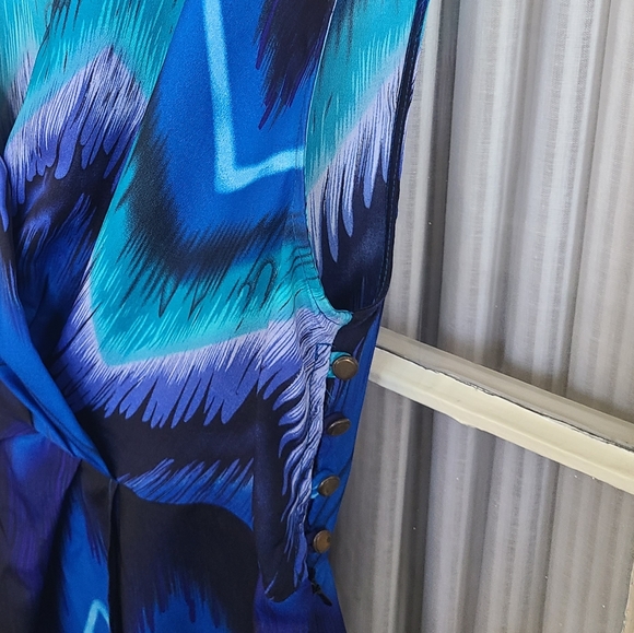 Blue Wrap Cocktail Dress - Picture 4 of 5